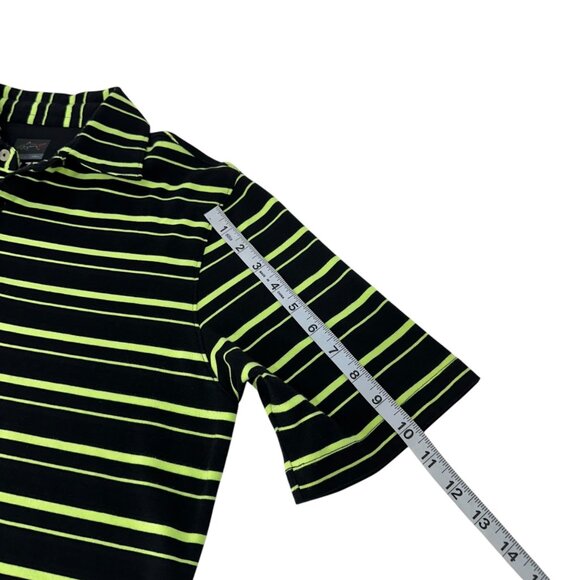 Greg Norman ML75 Mens Small Polo Shirt Black/Neon Green Stripes Outdoor Hikings - Picture 7 of 12